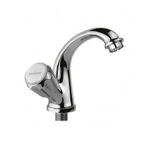 Swan neck tap with left hand operating knob